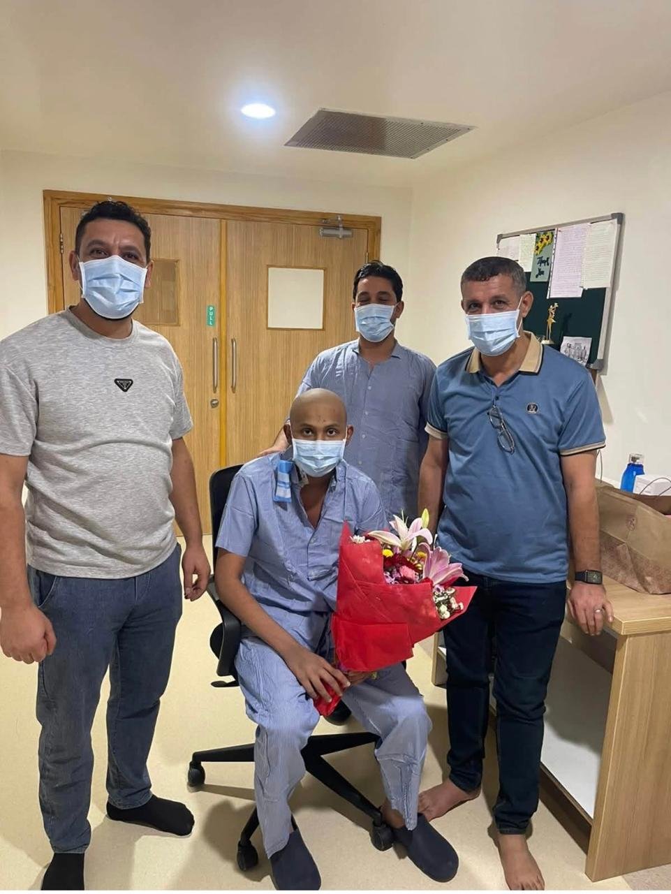 Ahmed Aqeel from Basra, Iraq celebrating the completion of his bone marrow transplant at Aster Hospital